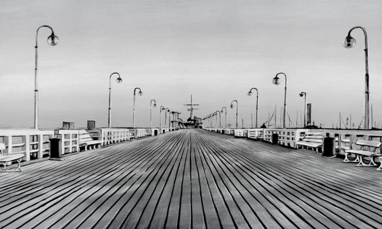 Molo czarno-biała szkicowana fototapeta na wymiar Molo w Sopocie