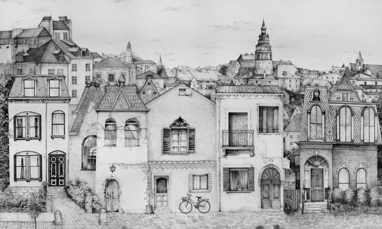 Wall Art Vichy fototapeta na wymiar szkicowane miasteczko