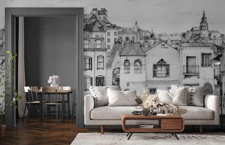 Wall Art Vichy fototapeta na wymiar szkicowane miasteczko