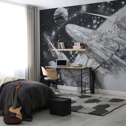 Kanata komiksowa fototapeta na wymiar science fiction statek kosmiczny