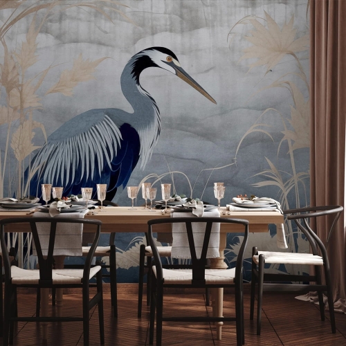 Wall Art Senzai fototapeta żuraw w szuwarach