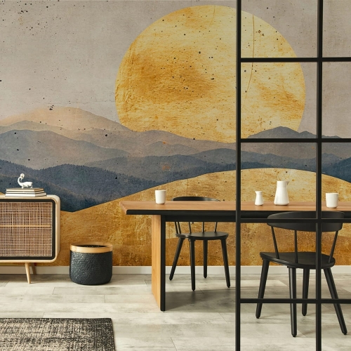 Wall Art Oka nowoczesna fototapeta na wymiar zachód słońca nad górami