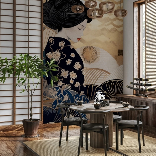 Wall Art Kinui orientalna fototapeta na wymiar Gejsza wachlarze