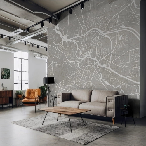 Breslau Grey nowoczesna fototapeta na wymiar mapa Wrocławia