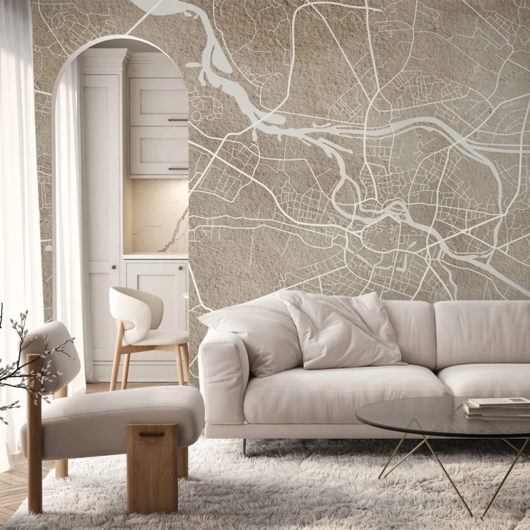 Breslau Beige nowoczesna fototapeta na wymiar mapa Wrocławia