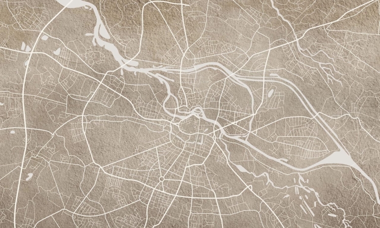 Breslau Beige nowoczesna fototapeta na wymiar mapa Wrocławia