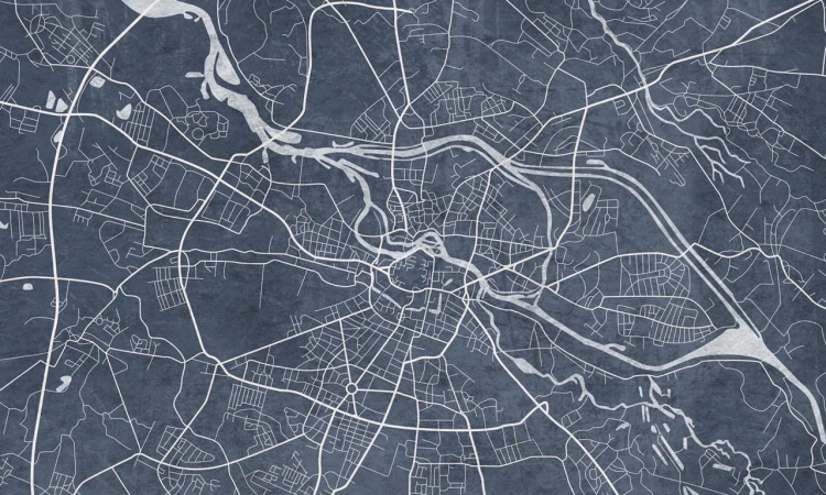 Breslau Blue nowoczesna fototapeta na wymiar mapa Wrocławia