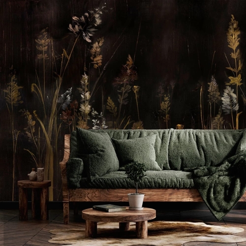 Wall Art Calamus ciemna roślinna fototapeta na wymiar wysokie trawy