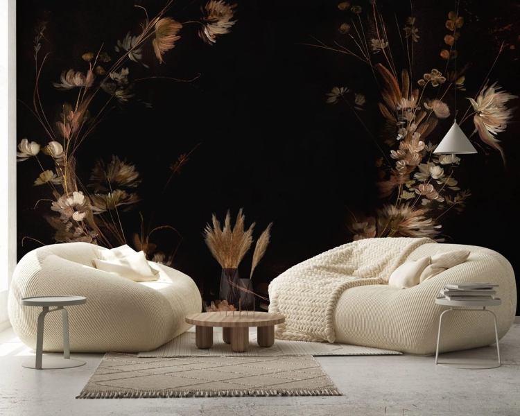 Wall Art Virtus ciemna roślinna fototapeta na wymiar wysokie trawy