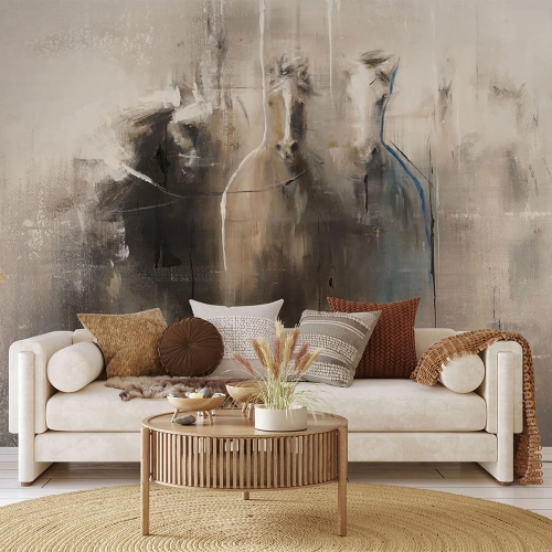 Liberta melancholijna fototapeta na wymiar konie w galopie