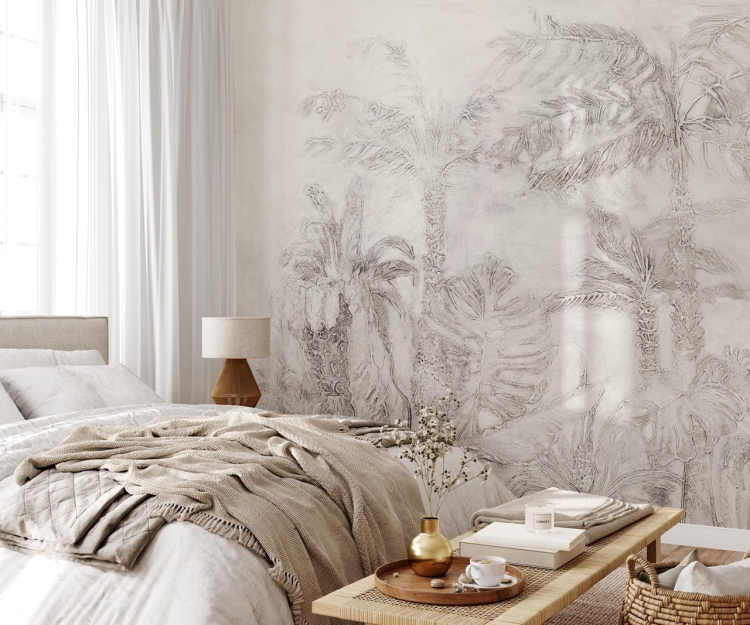 Wall Art Esotico Beige subtelna fototapeta na wymiar las tropikalny