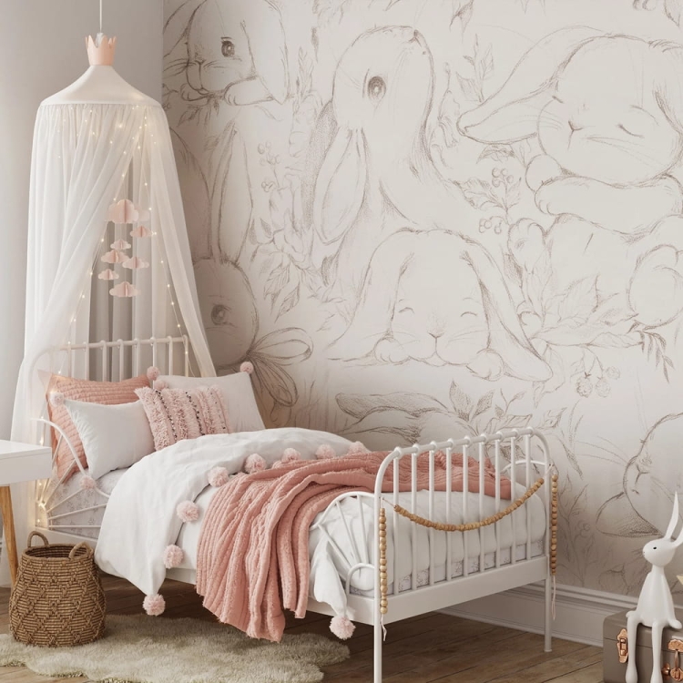 Fluffy urocza fototapeta na wymiar do pokoju dziecięcego króliczki