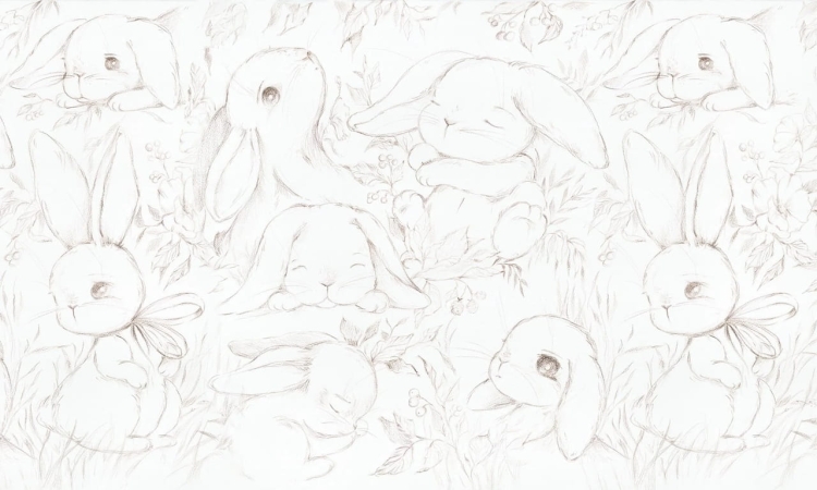 Fluffy urocza fototapeta na wymiar do pokoju dziecięcego króliczki