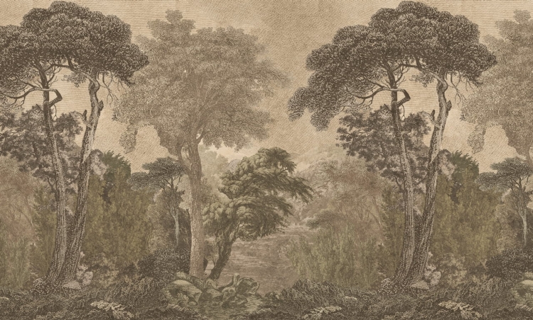 Wall Art Hood Light fototapeta na wymiar tropikalny las w stylu ryciny