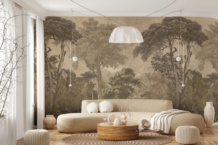 Wall Art Hood Light fototapeta na wymiar tropikalny las w stylu ryciny