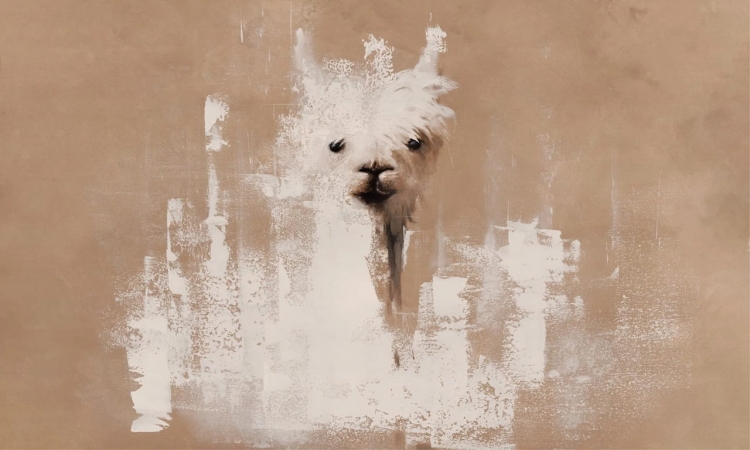 Lama beżowa subtelna fototapeta na wymiar z motywem zwierzęcym