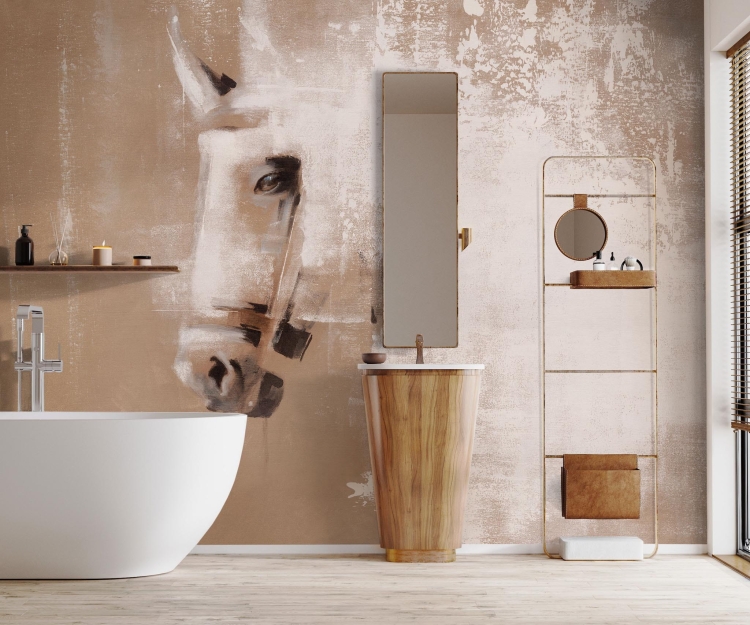 Cavallo beżowa nowoczesna fototapeta na wymiar z motywem konia