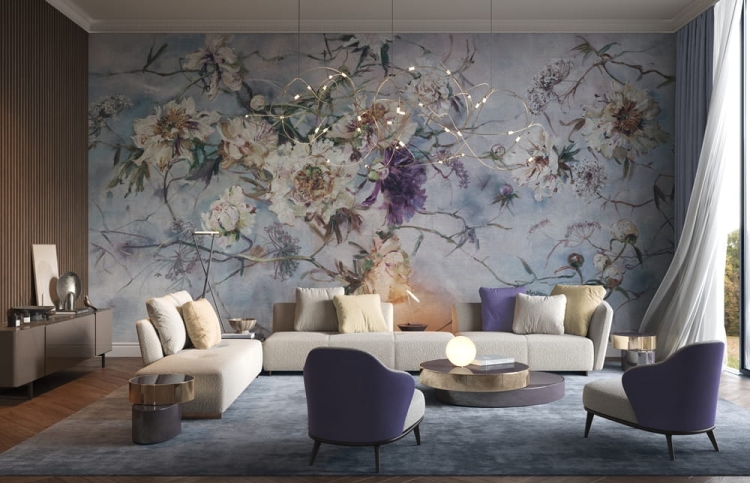 Wonderwall Charlotte fototapeta peonie kwiatowe gałązki