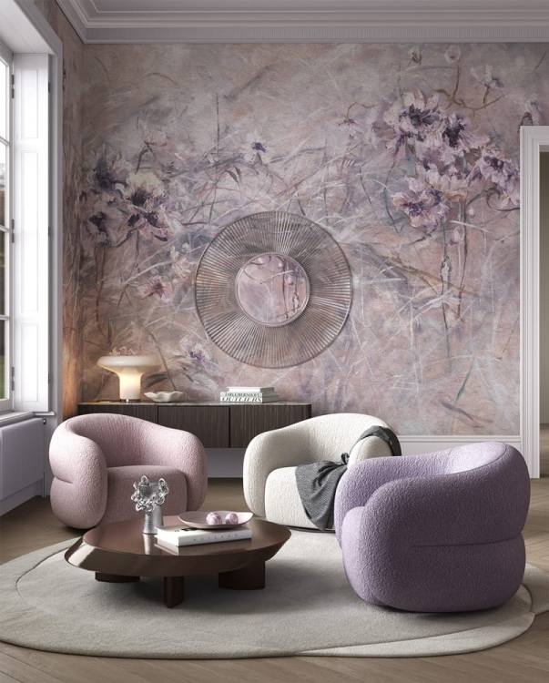 Wonderwall Dalia fototapeta pastelowa kwiatowa łąka