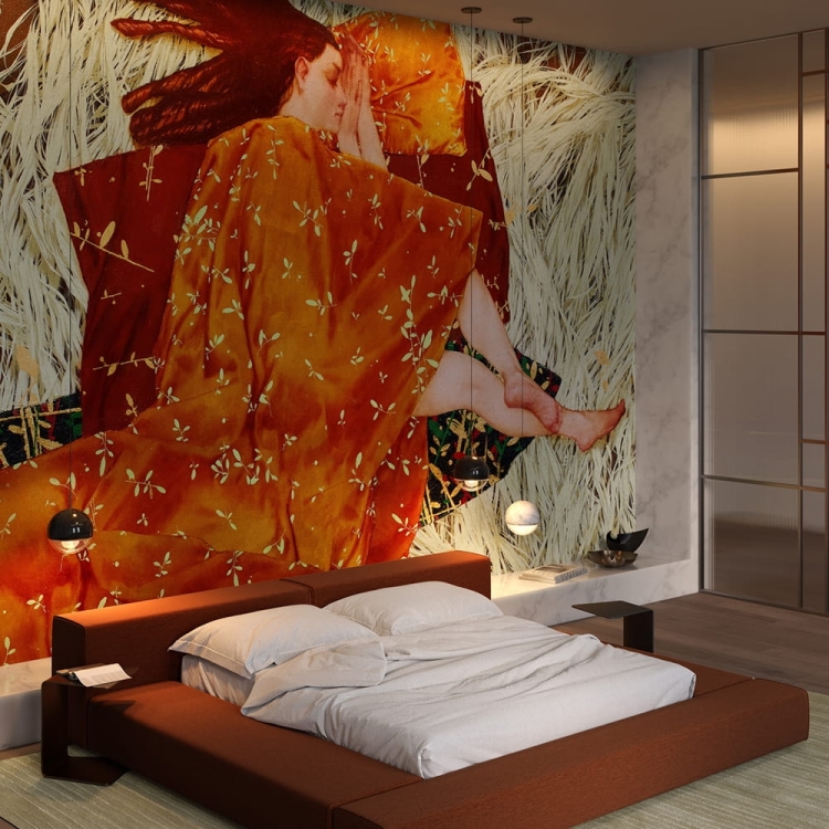 Wonderwall Lana fototapeta z motywem kobiety śpiącej na kimonie