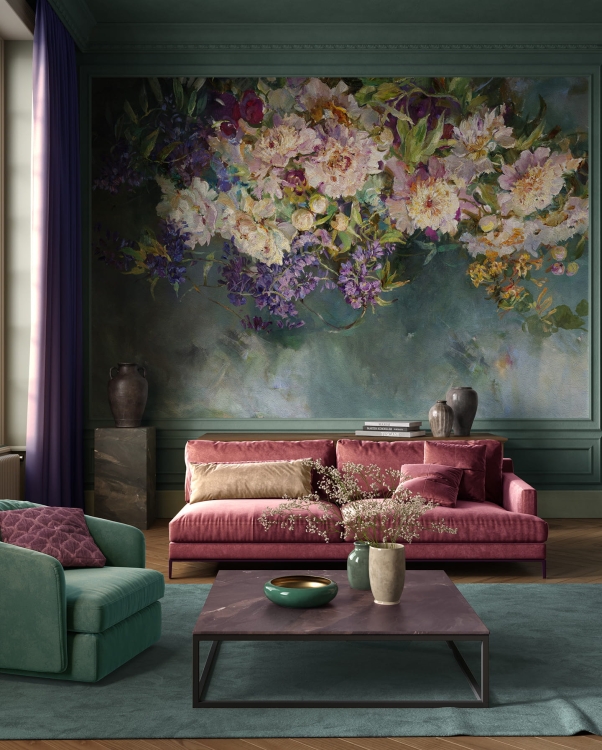 Wonderwall Passion glamour fototapeta kwiaty peonii i bzu