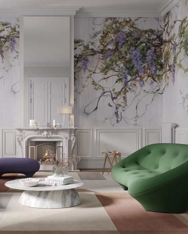 Wonderwall Pastorale fototapeta kwiaty i pnącza wisterii