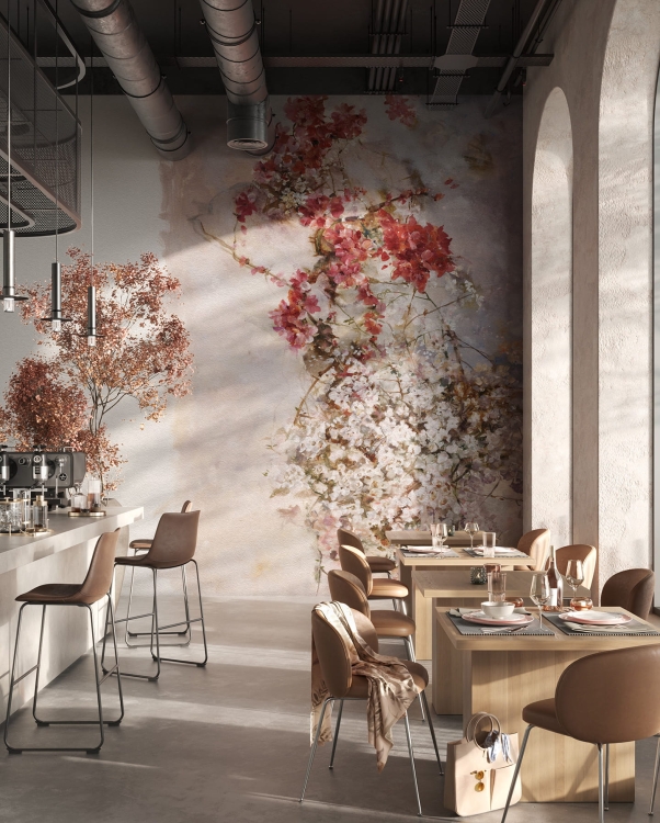 Wonderwall Pia fototapeta kwiaty wiśni jak malowany obraz