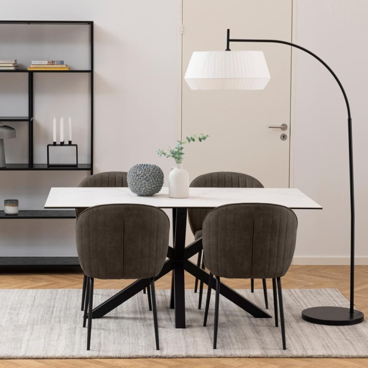 Heaven stół z ceramicznym marmurowym blatem i metalową podstawą