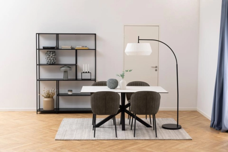 Heaven stół z ceramicznym marmurowym blatem i metalową podstawą