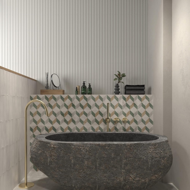 Dune Milano Scala Gesso białe ryflowane płytki