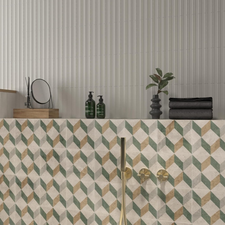 Dune Milano Scala Gesso białe ryflowane płytki