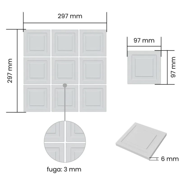 Raw Decor Frame Biały Matowy mozaika ścienna