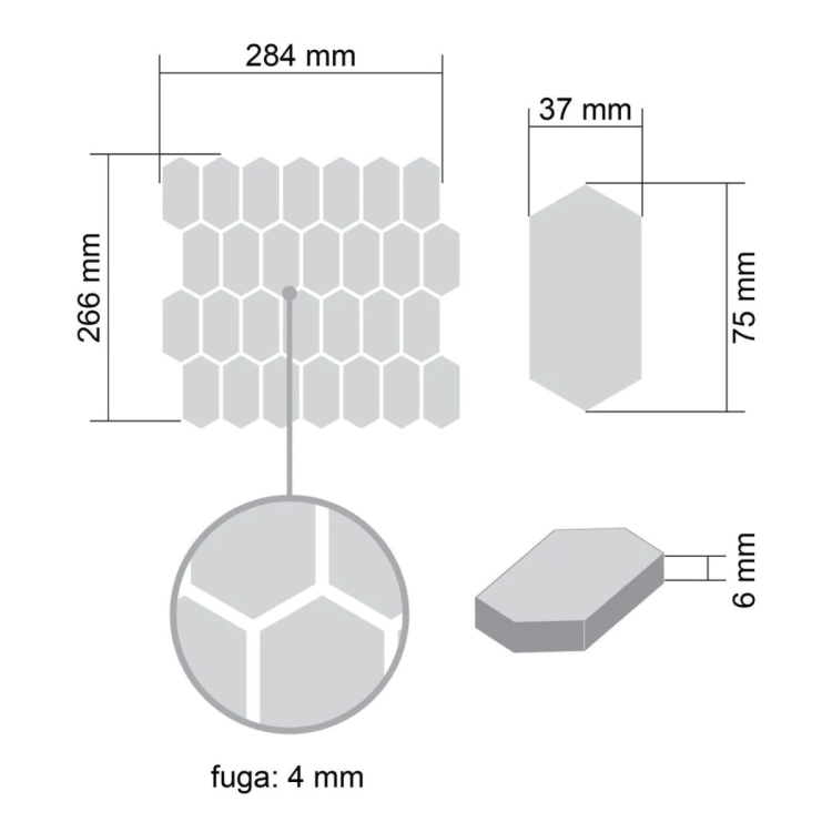 Raw Decor Heksalong Duży Jasnoszary HLSJS