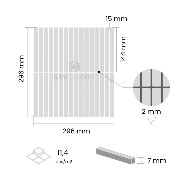 Raw Decor Stick czarna mozaika połysk uniwersalna