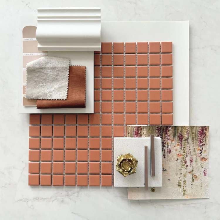 Raw Decor Mini Cubic Terracotta matowa mozaika uniwersalna