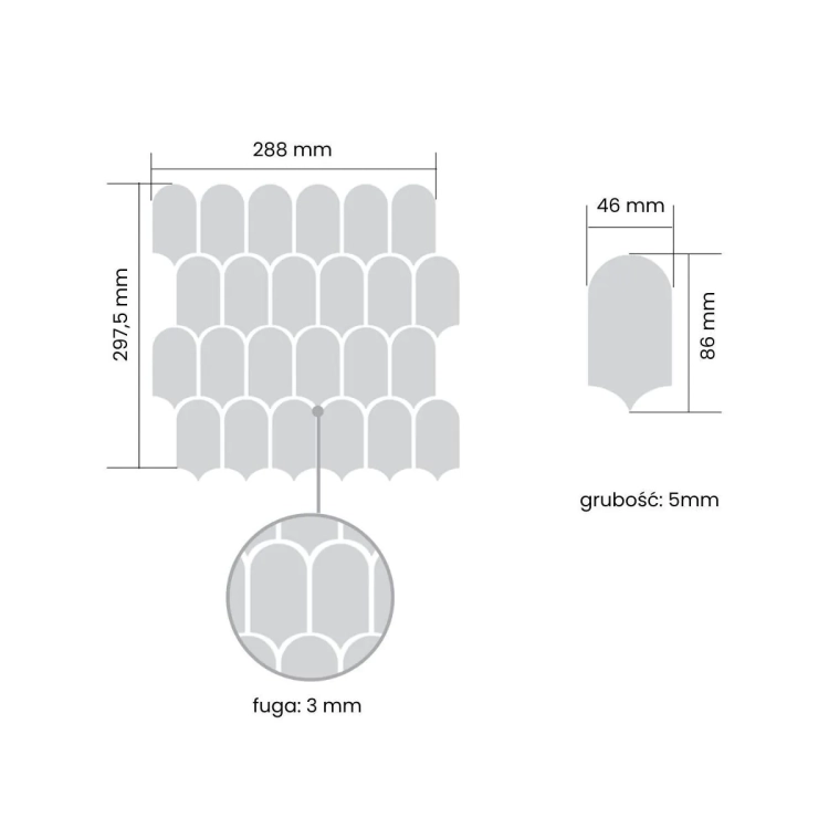 Raw Decor Wave Biały Mat LABM mozaika ścienna