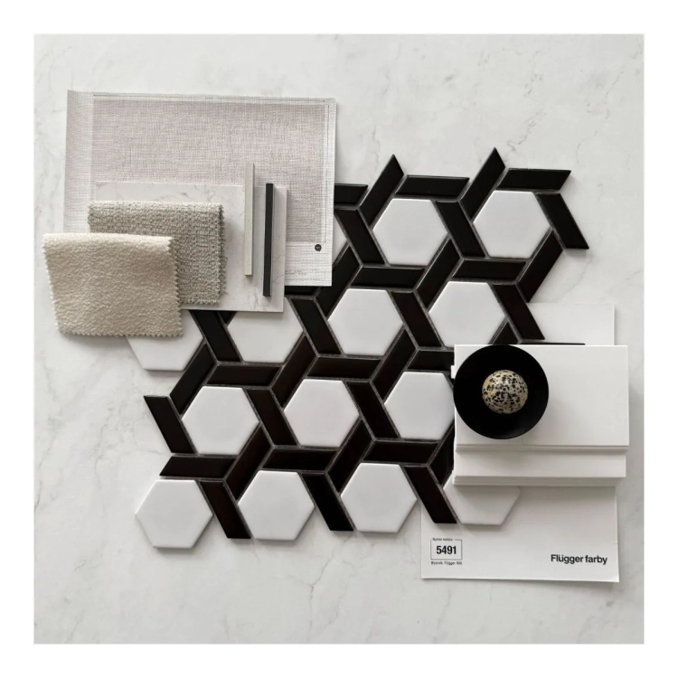 aw Decor Heksagon Stella Black & White Matowy