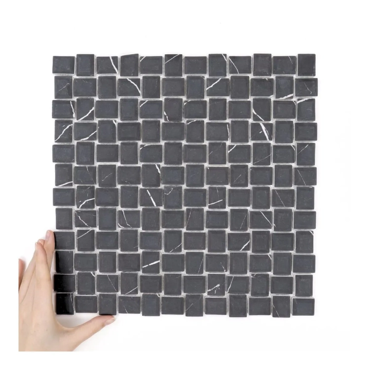 Raw Decor Cube Marble Nero szklana mozaika ścienna czarny mat