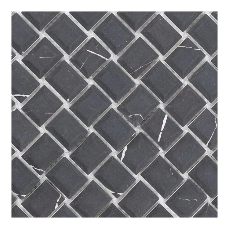 Raw Decor Cube Marble Nero szklana mozaika ścienna czarny mat