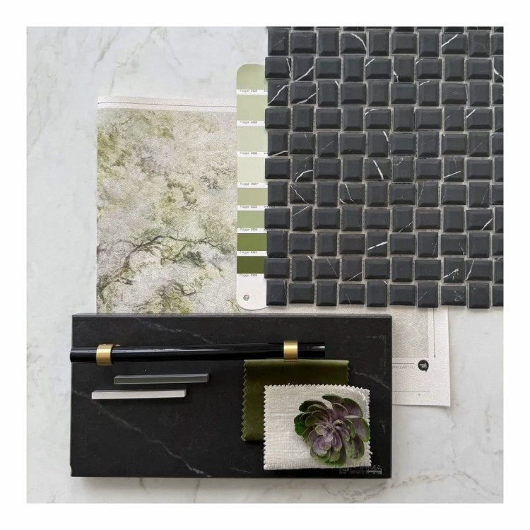 Raw Decor Cube Marble Nero szklana mozaika ścienna czarny mat