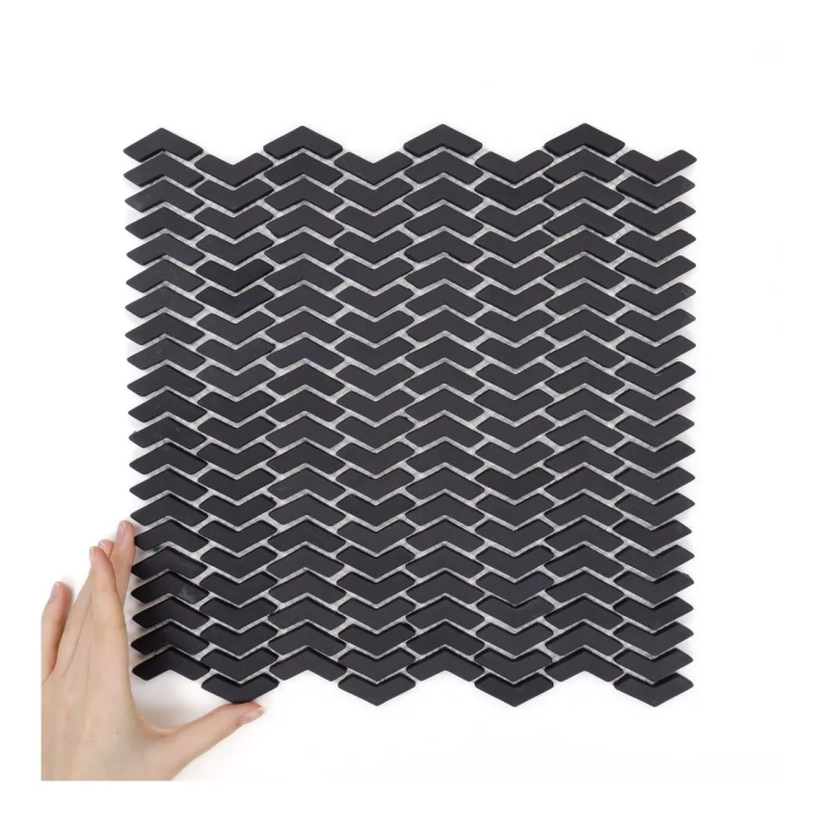 Raw Decor Sparrow Black szklana mozaika ścienna czarny mat
