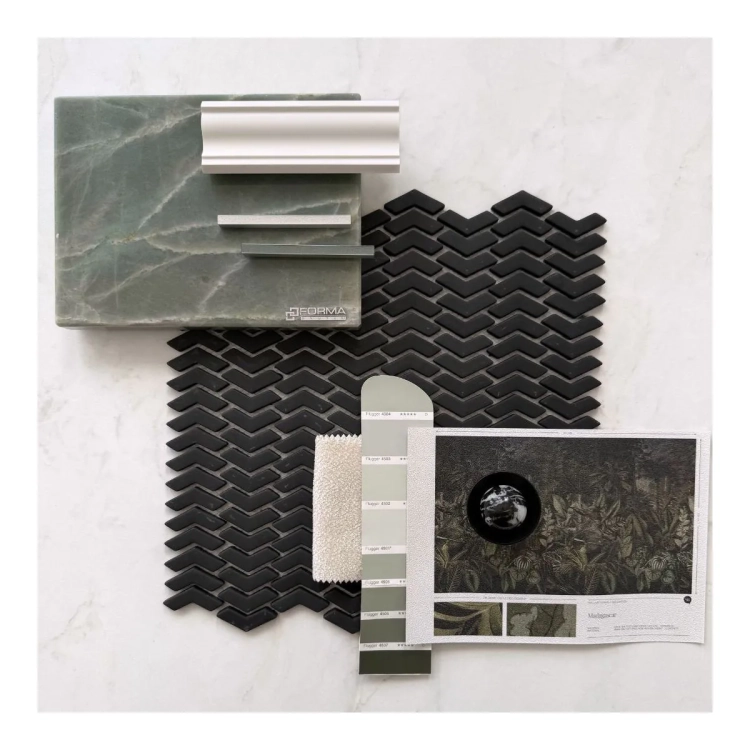 Raw Decor Sparrow Black szklana mozaika ścienna czarny mat