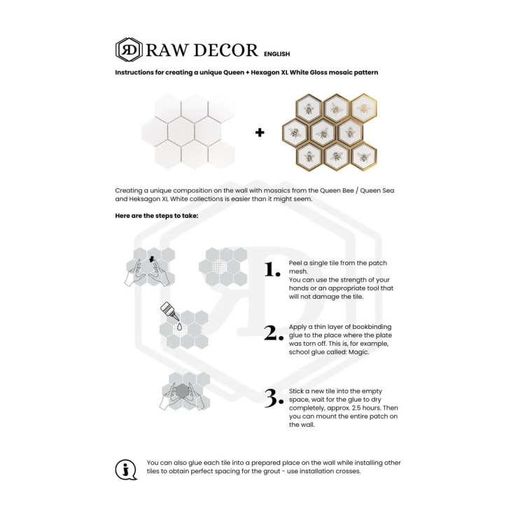 Raw Decor Heksagon XL Queen Sea Octopus mozaika ze złotym motywem morskim