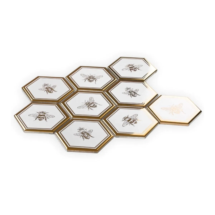 Raw Decor Heksagon XL Queen Bee Gold mozaika ze złotym motywem pszczół