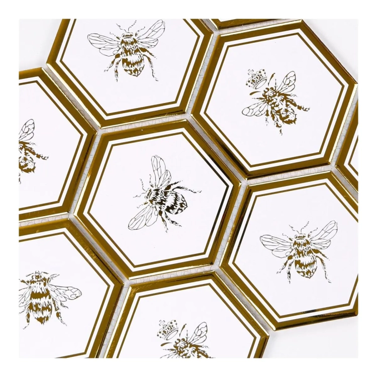Raw Decor Heksagon XL Queen Bee Gold mozaika ze złotym motywem pszczół