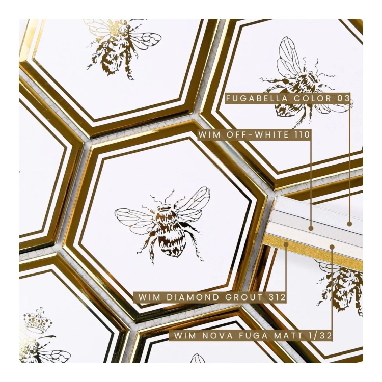 Raw Decor Heksagon XL Queen Bee Gold mozaika ze złotym motywem pszczół