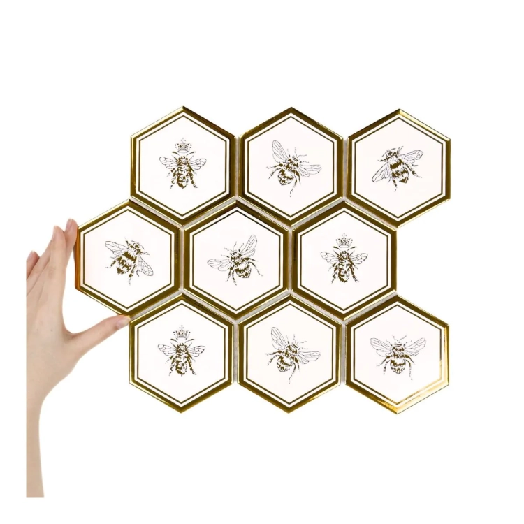 Raw Decor Heksagon XL Queen Bee Gold mozaika ze złotym motywem pszczół