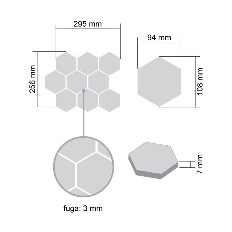 Raw Decor Heksagon XL Queen Bee Silver mozaika ze srebrnym motywem pszczół