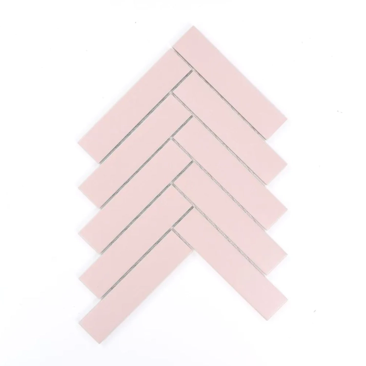 Raw Decor Jodełka XL Pink matowa różowa mozaika