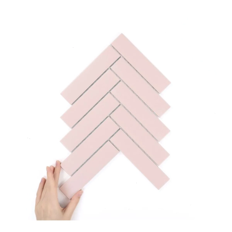 Raw Decor Jodełka XL Pink matowa różowa mozaika